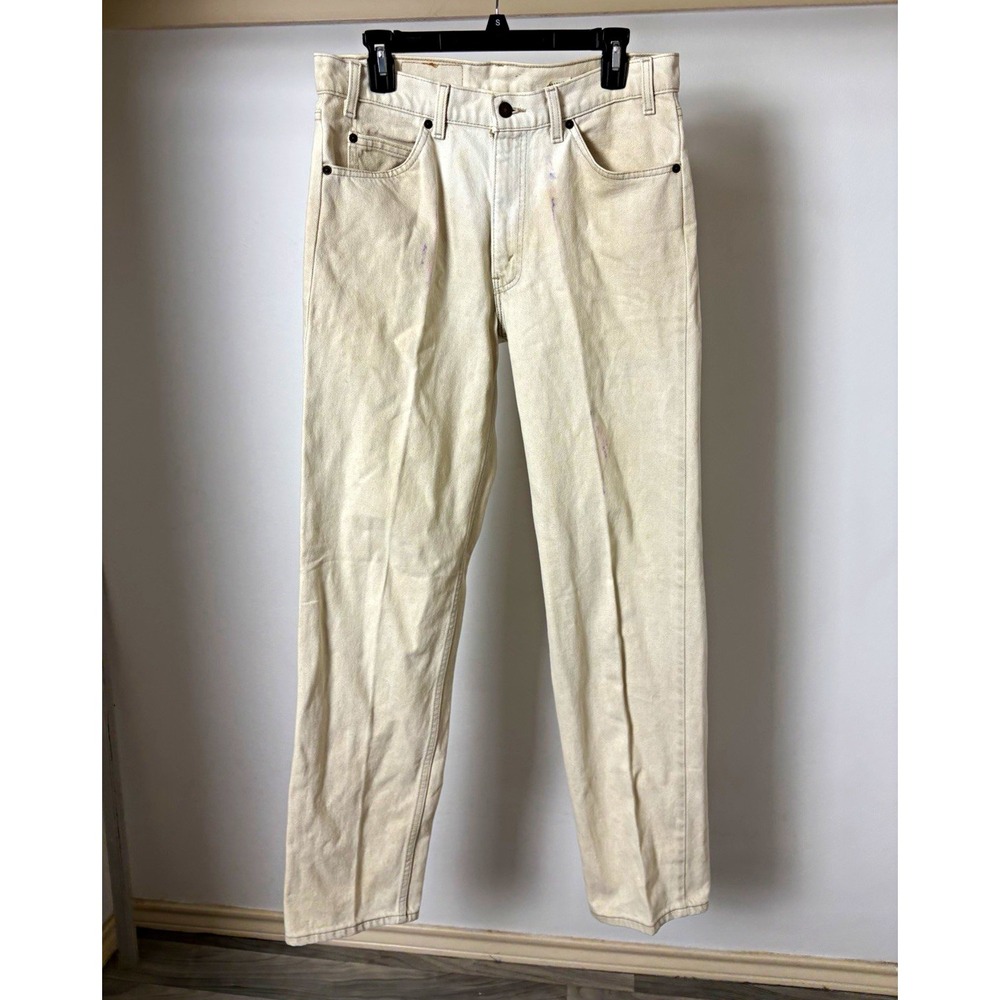 Levi’s 550 White Light Wash Denim Jeans Tapered Orange Tab 1990s Vtg 33x34 Mens